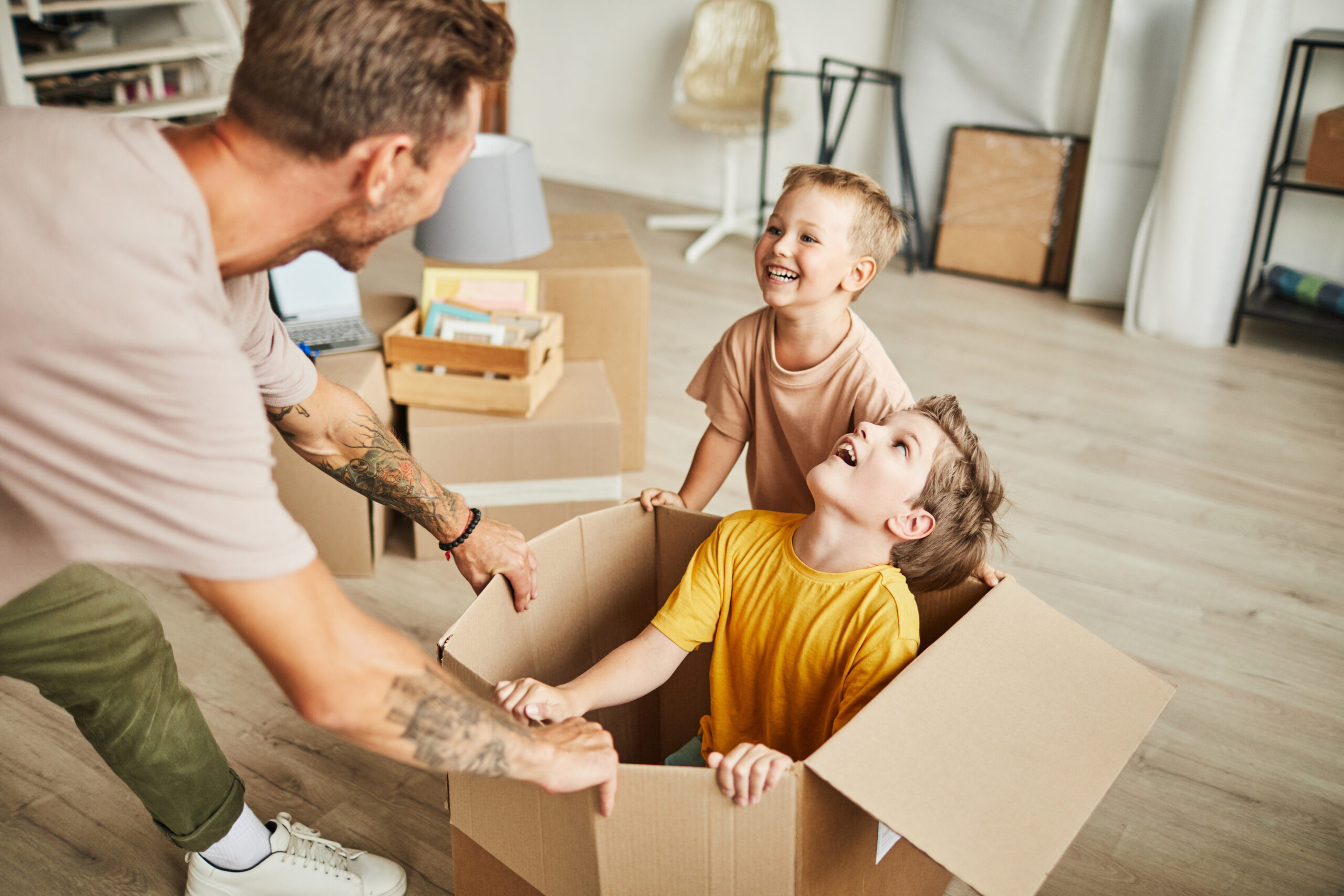 Corporate relocation - family preparing for a move